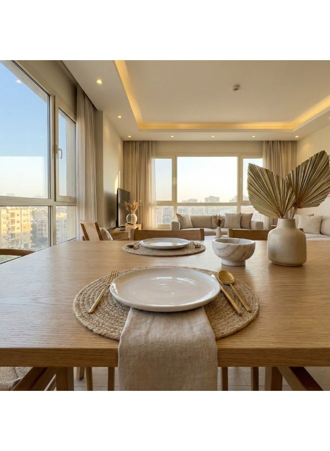 كذا هوم مفرش مائدة قطني مكرامي دائري حماية حرارة وانسكابات - Image 3